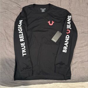 True Religion Black and Red Long Sleeve Men's Tee